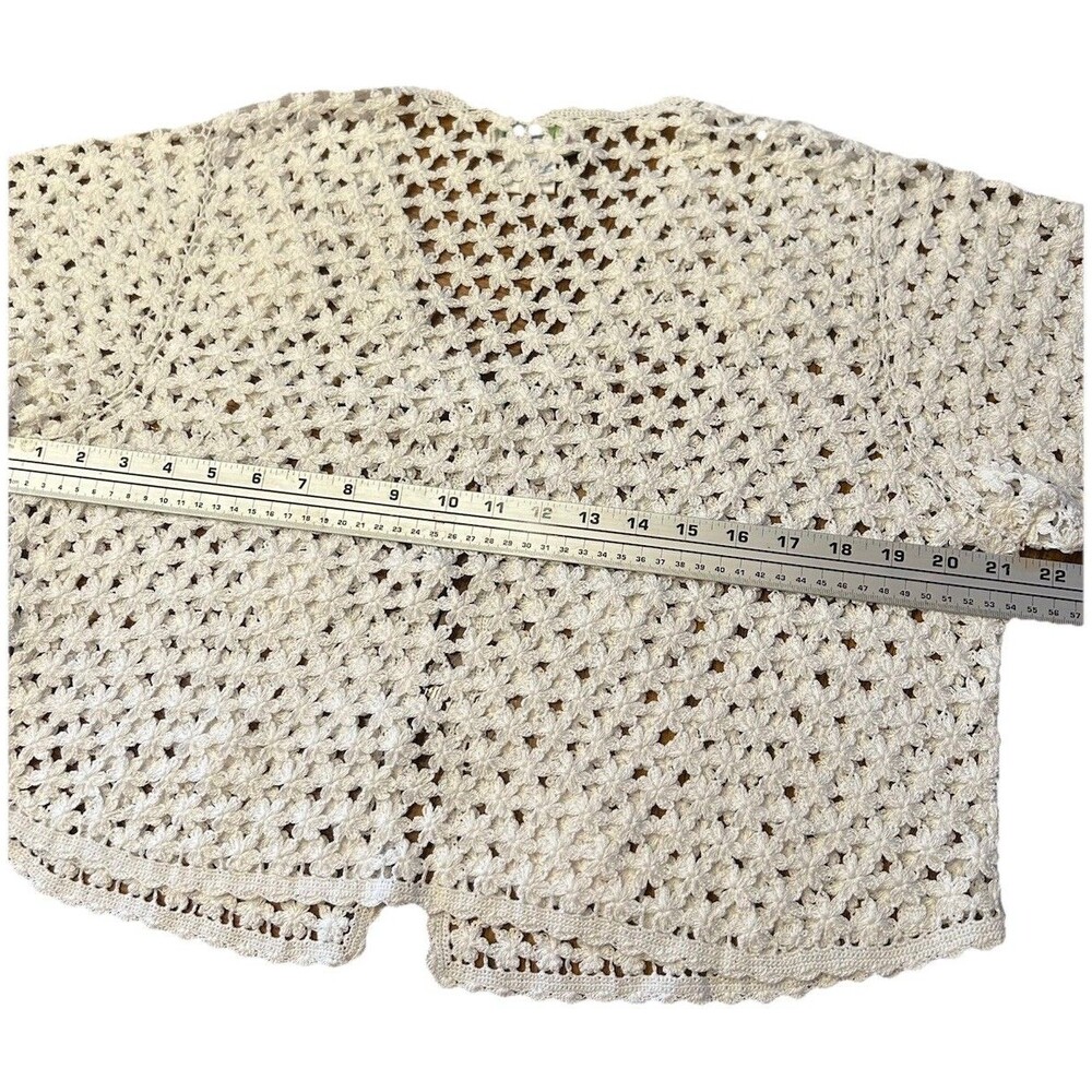 Vintage April Cornell Crochet Sweater Cardigan Sz Medium Cottagecore Dainty Boho - Picture 6 of 12